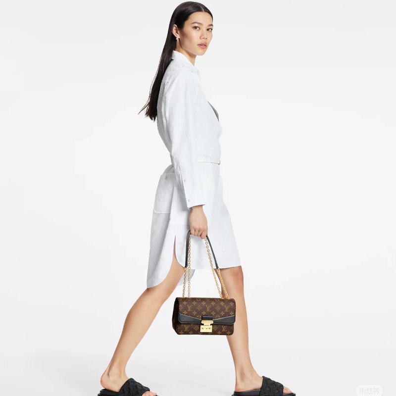 Louis Vuitton - 原花金釦下蓋Marceau肩側背包-1