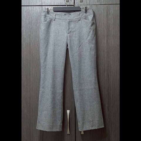 （日本製MIJ）BURBERRY 博柏利 LONDON 女灰色混羊毛休閒長褲42號