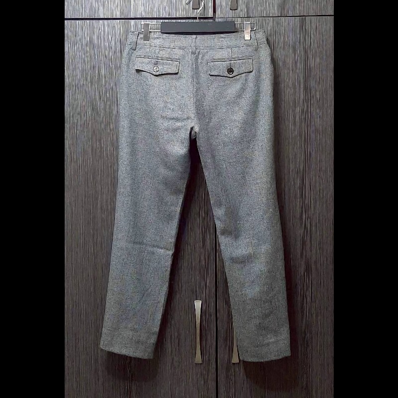 （日本製MIJ）BURBERRY 博柏利 LONDON 女灰色混羊毛休閒長褲42號-1