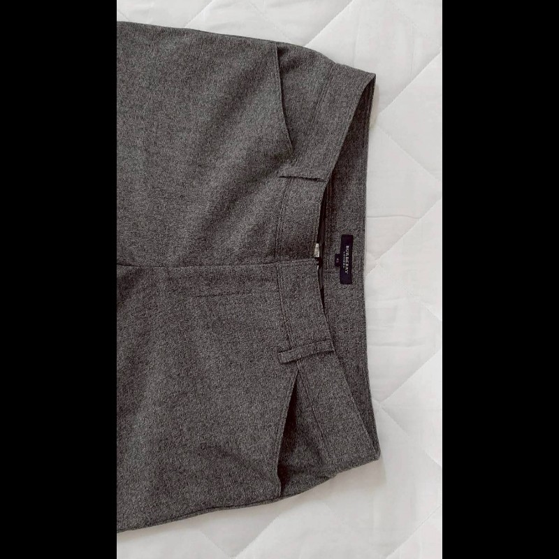 （日本製MIJ）BURBERRY 博柏利 LONDON 女灰色混羊毛休閒長褲42號-2