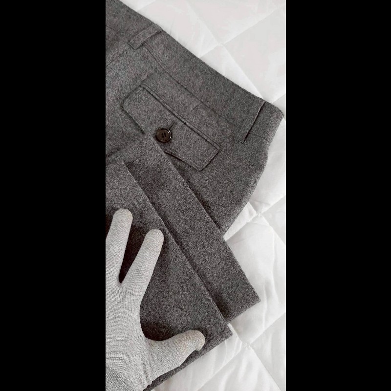 （日本製MIJ）BURBERRY 博柏利 LONDON 女灰色混羊毛休閒長褲42號-4