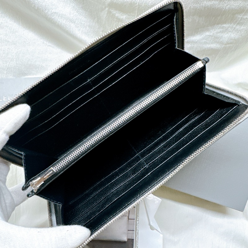 二手正品Balenciaga巴黎世家ESSENTIAL 基本款銀色拉鍊長夾 巴黎世家長夾 巴黎世家皮夾 巴黎世家錢包-3