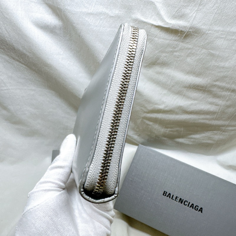二手正品Balenciaga巴黎世家ESSENTIAL 基本款銀色拉鍊長夾 巴黎世家長夾 巴黎世家皮夾 巴黎世家錢包-8