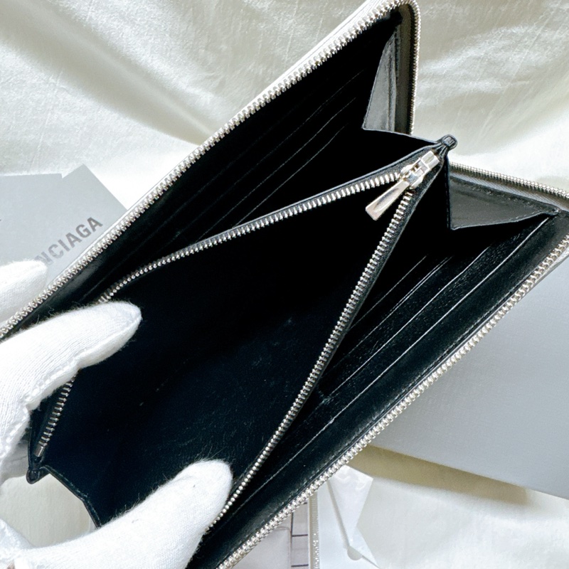 二手正品Balenciaga巴黎世家ESSENTIAL 基本款銀色拉鍊長夾 巴黎世家長夾 巴黎世家皮夾 巴黎世家錢包-10