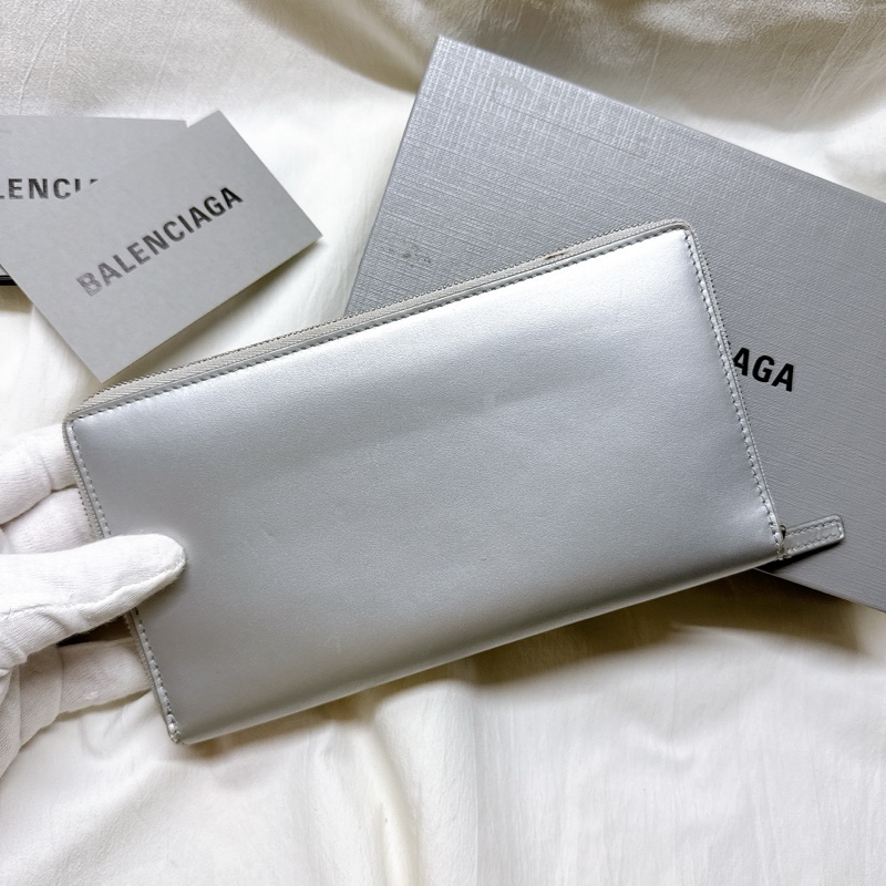 二手正品Balenciaga巴黎世家ESSENTIAL 基本款銀色拉鍊長夾 巴黎世家長夾 巴黎世家皮夾 巴黎世家錢包-14