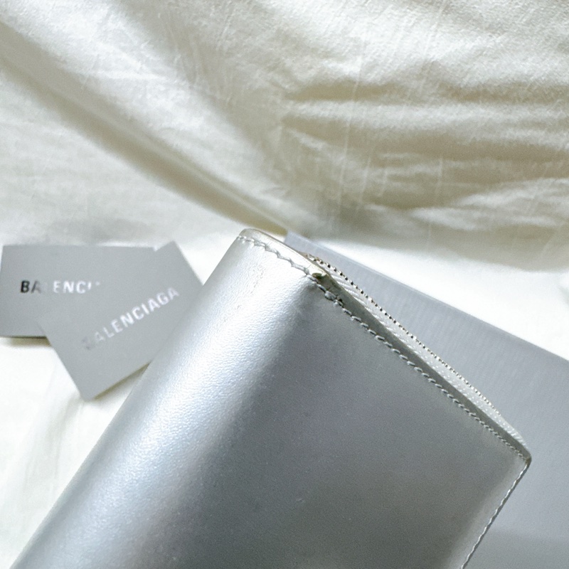 二手正品Balenciaga巴黎世家ESSENTIAL 基本款銀色拉鍊長夾 巴黎世家長夾 巴黎世家皮夾 巴黎世家錢包-17