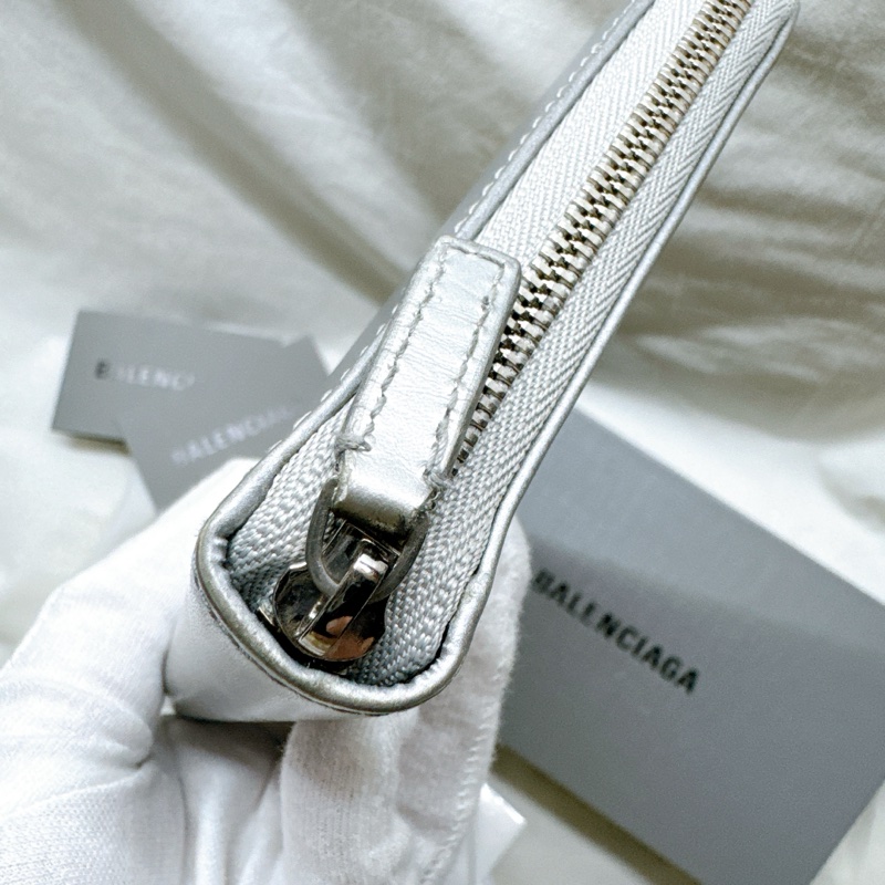 二手正品Balenciaga巴黎世家ESSENTIAL 基本款銀色拉鍊長夾 巴黎世家長夾 巴黎世家皮夾 巴黎世家錢包-18