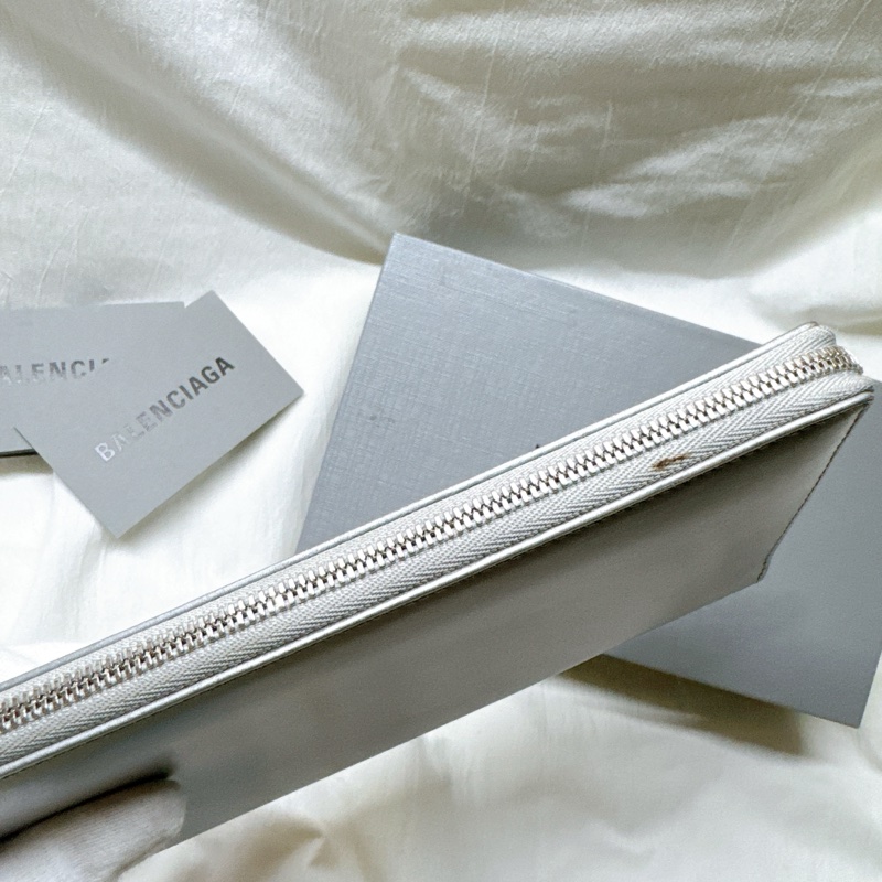 二手正品Balenciaga巴黎世家ESSENTIAL 基本款銀色拉鍊長夾 巴黎世家長夾 巴黎世家皮夾 巴黎世家錢包-21