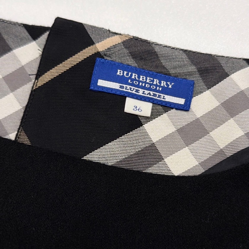 BURBERRY 大鈕扣口袋毛料戰馬洋裝黑色-8