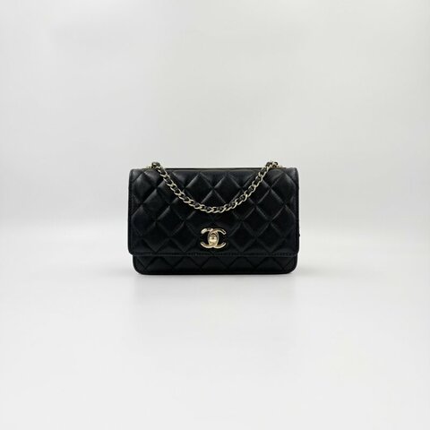 CHANEL - 黑色羊皮金釦Trendy CC Wallet on Chain ╻ WOC
