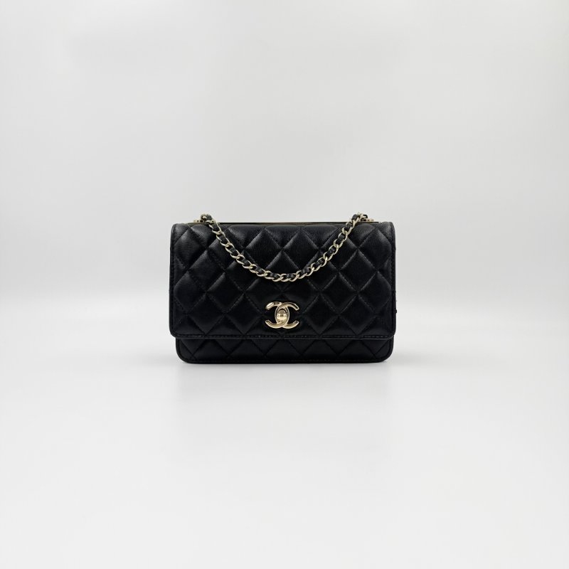 CHANEL - 黑色羊皮金釦Trendy CC Wallet on Chain ╻ WOC-3
