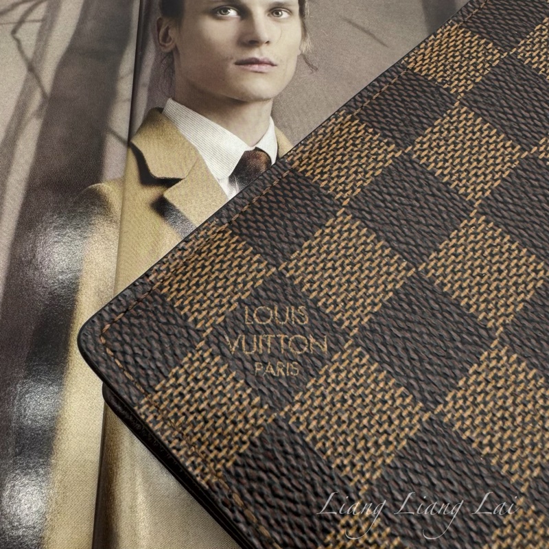 LOUIS VUITTON LV Brazza Damier Ebene 經典棋盤格長夾-4