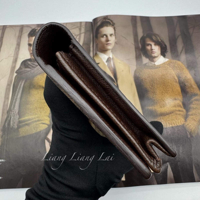 LOUIS VUITTON LV Brazza Damier Ebene 經典棋盤格長夾-18