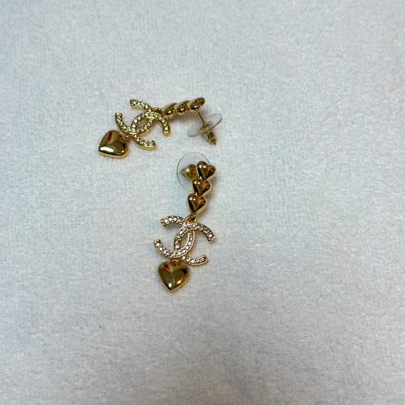 Chanel 滿鑽愛心耳環-3
