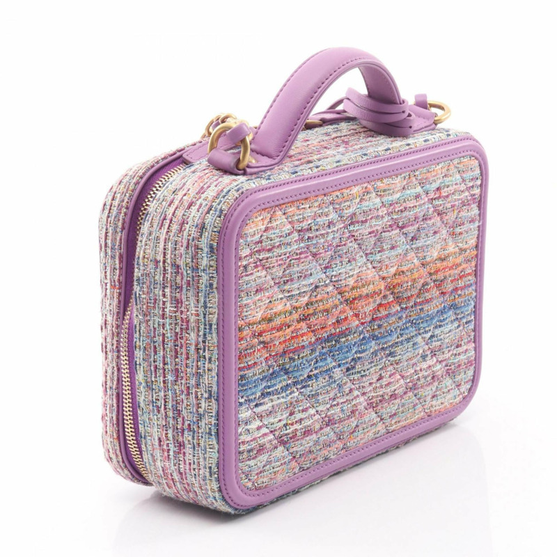 香奈兒 CC Figley 化妝包，單肩背包，織品和皮革材質，女士，紫色，A93343-1