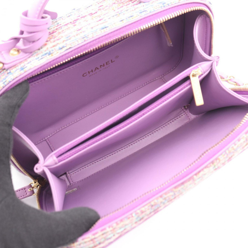 香奈兒 CC Figley 化妝包，單肩背包，織品和皮革材質，女士，紫色，A93343-2