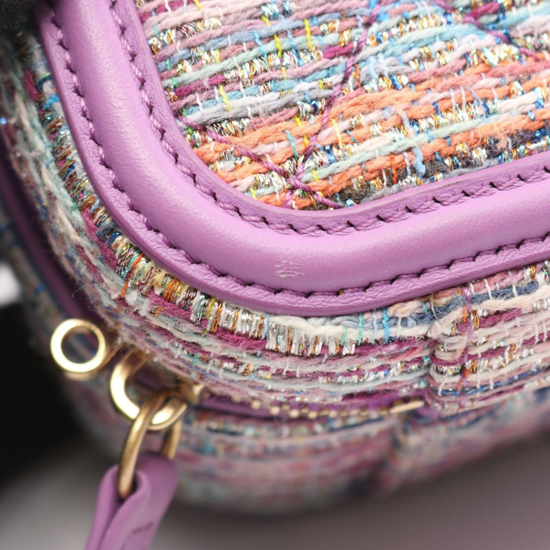 香奈兒 CC Figley 化妝包，單肩背包，織品和皮革材質，女士，紫色，A93343-5