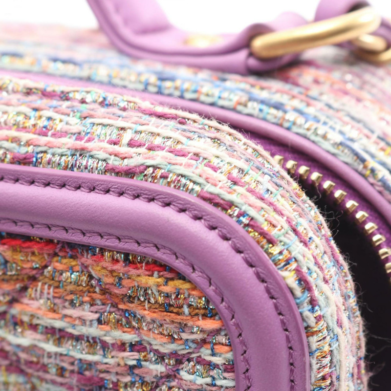 香奈兒 CC Figley 化妝包，單肩背包，織品和皮革材質，女士，紫色，A93343-6