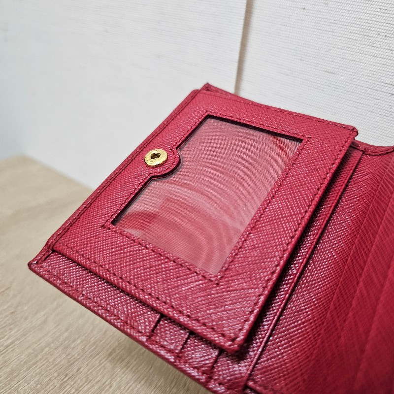 [紅色新年福利🧧] Prada紅防刮牛皮金釦短夾-12