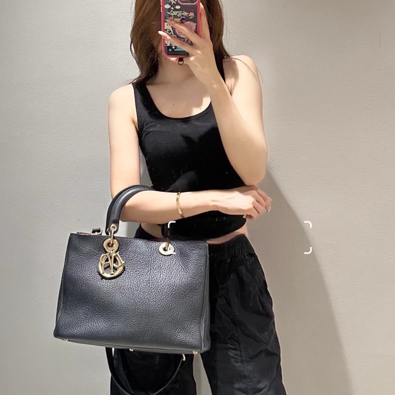 【90%新✨最平台最低價】Dior VIP經典款黑色中號子母袋Diorissimo 手提單肩斜挎包-0