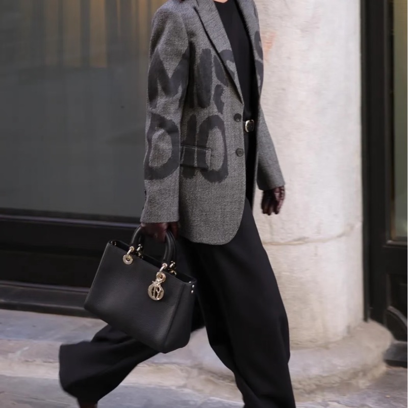 【90%新✨最平台最低價】Dior VIP經典款黑色中號子母袋Diorissimo 手提單肩斜挎包-10