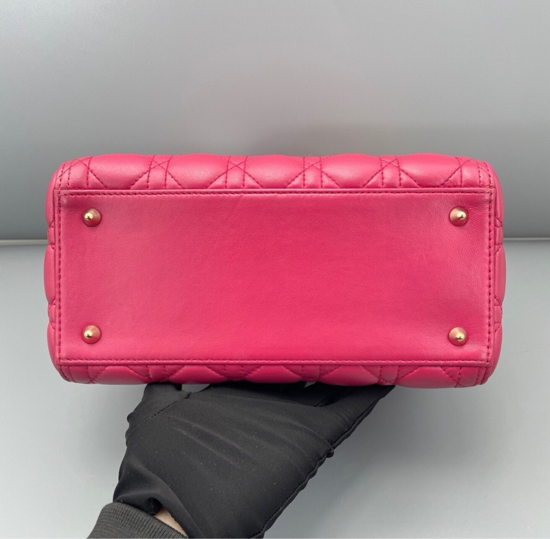 【93%新✨全網最低價】Dior Lady Medium五格戴妃玫紅色羊皮-4