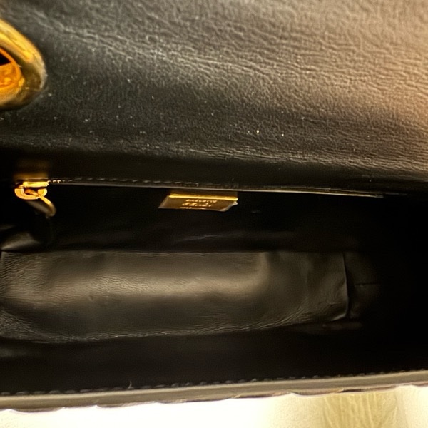 Fendi Baguette Chain Midi - Black nappa leather bag 黑金羊皮法棍鏈條包-2