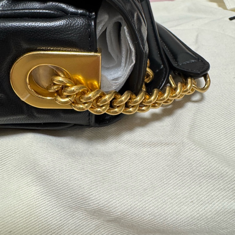 Fendi Baguette Chain Midi - Black nappa leather bag 黑金羊皮法棍鏈條包-16