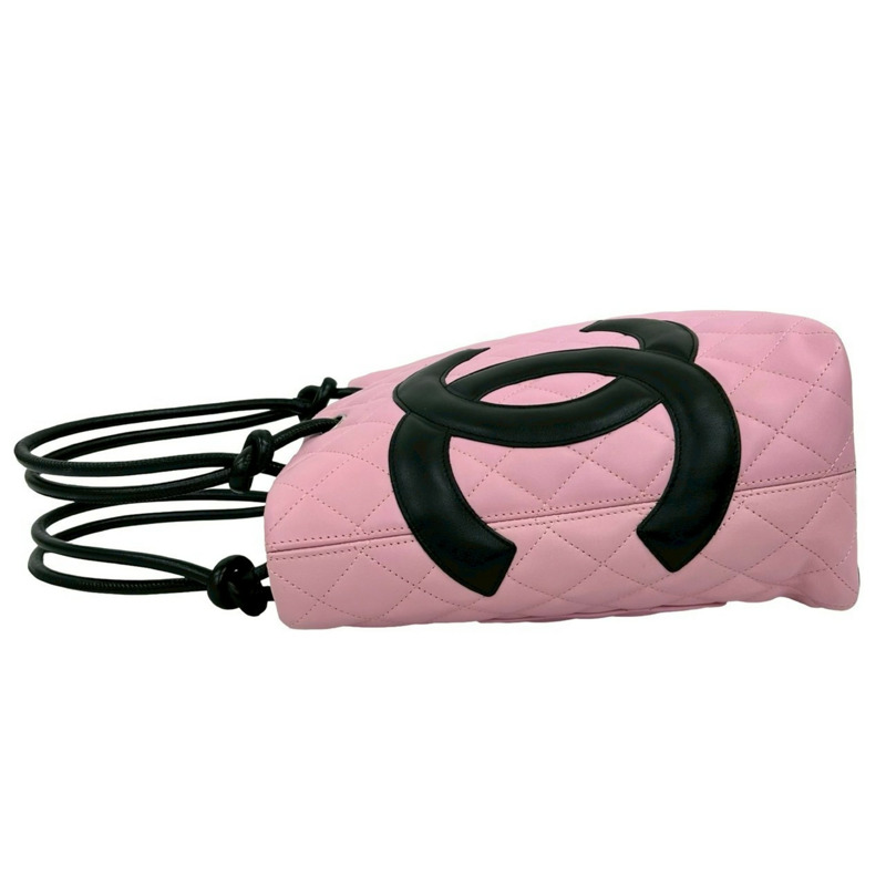 香奈兒 Cambon Coco Mark 粉紅色和黑色小羊皮迷你手提包 (3883a)-4