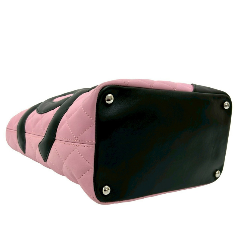香奈兒 Cambon Coco Mark 粉紅色和黑色小羊皮迷你手提包 (3883a)-6