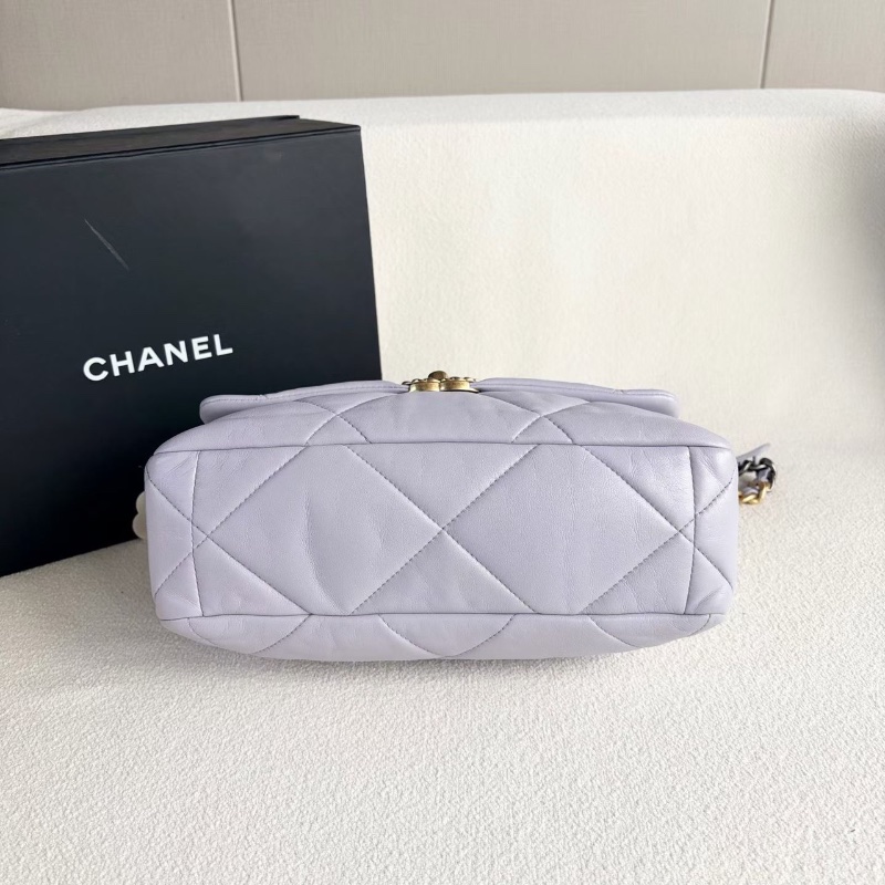 Chanel 19bag中號 香芋紫金扣 羊皮芯片款30*21*8.5 98新配件塵袋-4