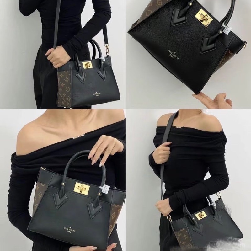 LV On My Side 手提斜背包小號 黑金 牛皮25*18*11 99新配件塵袋肩帶-0