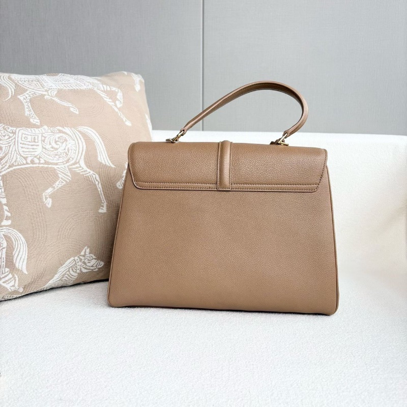 Celine soft16手提斜背包 奶茶色 金扣 荔枝皮 中號32*24*9 98新配件塵袋-7