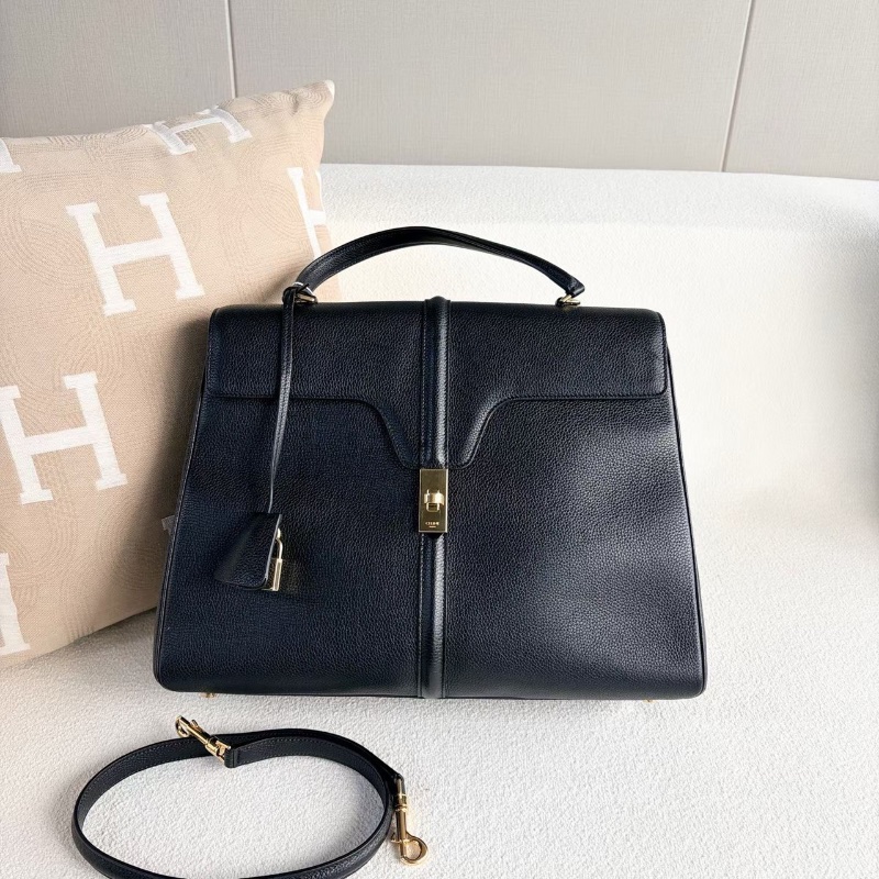 Celine soft16手提斜背包大號 黑金 牛皮36*28*11 99新配件塵袋肩帶鑰匙*2 鎖-2