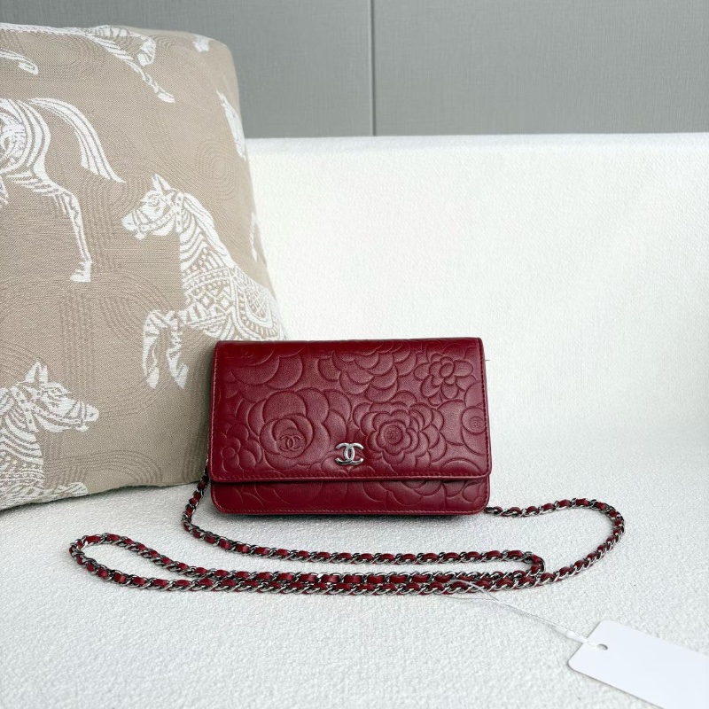 Chanel山茶花WOC 紅銀羊皮19*13*4 98新配件塵袋-2