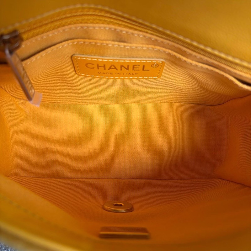 Chanel絲絨山茶花方胖子 芯片款 薑黃色金扣17*15*6.5 99新配件塵袋-3