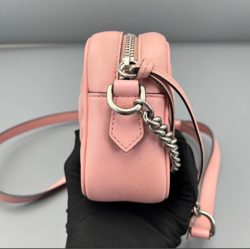 【95%新✨稀有色🥰】Gucci古馳marmont 馬蒙相機包盒子包 櫻花粉小號 斜背包-3