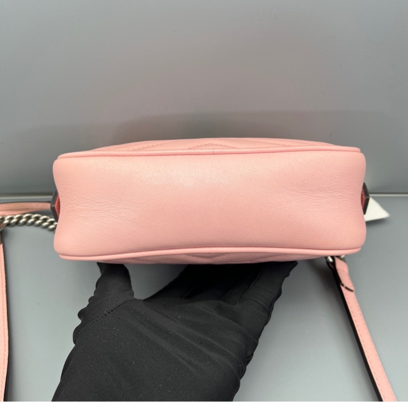 【95%新✨稀有色🥰】Gucci古馳marmont 馬蒙相機包盒子包 櫻花粉小號 斜背包-5