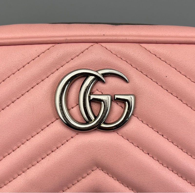 【95%新✨稀有色🥰】Gucci古馳marmont 馬蒙相機包盒子包 櫻花粉小號 斜背包-6