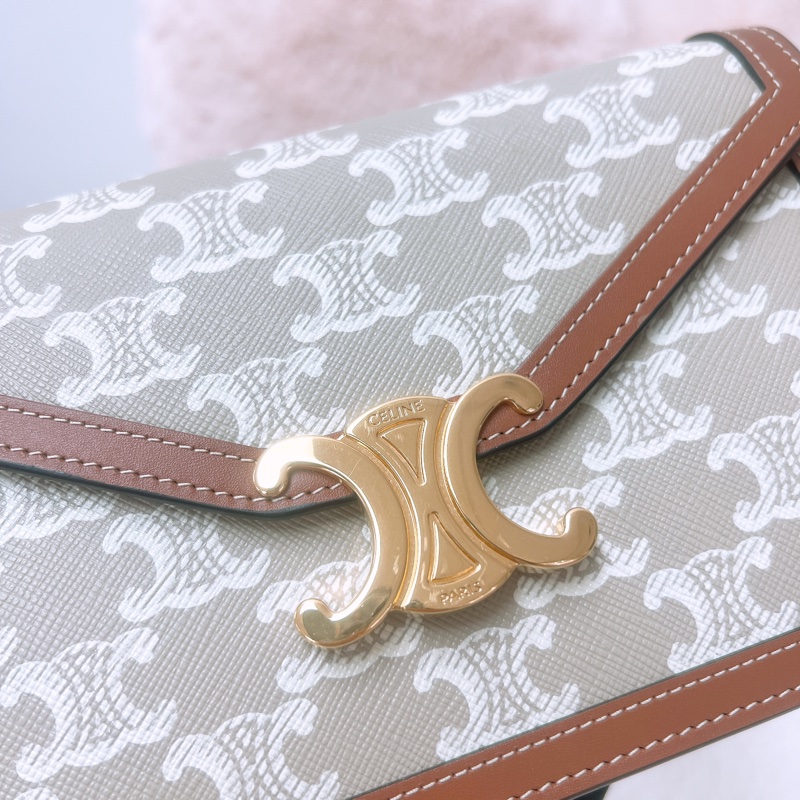 近新 Celine margo woc 凱旋門米色老花斜挎包-2