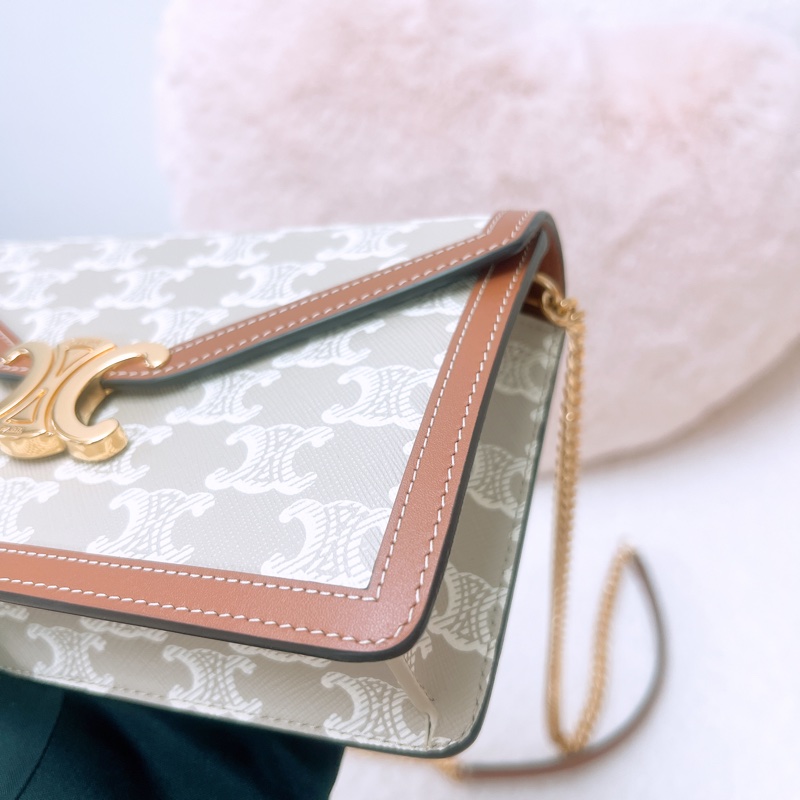 近新 Celine margo woc 凱旋門米色老花斜挎包-4