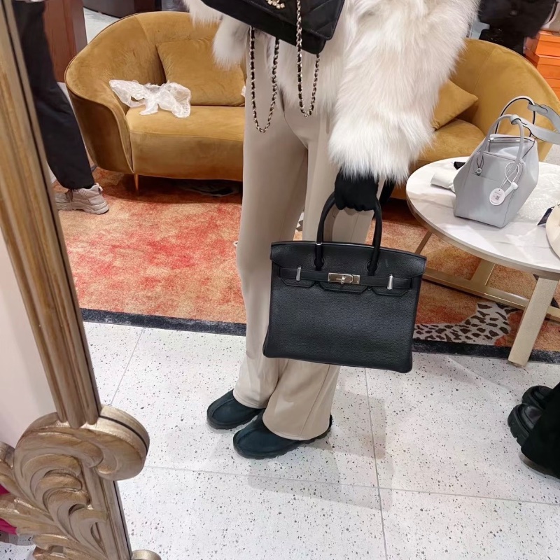Hermes黑銀birkin35 togo皮35*25*18 99新帶膜配件鑰匙*2 鎖 塵袋-1
