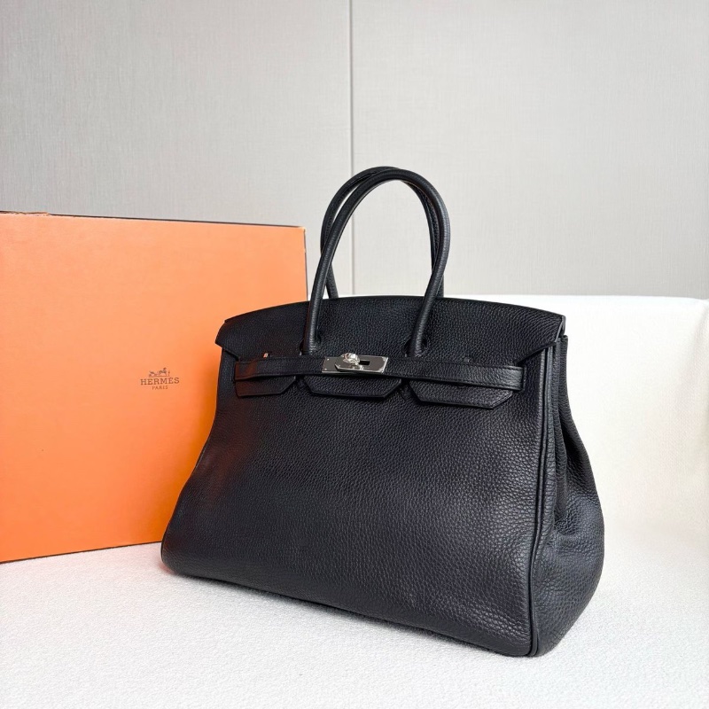 Hermes黑銀birkin35 togo皮35*25*18 99新帶膜配件鑰匙*2 鎖 塵袋-6