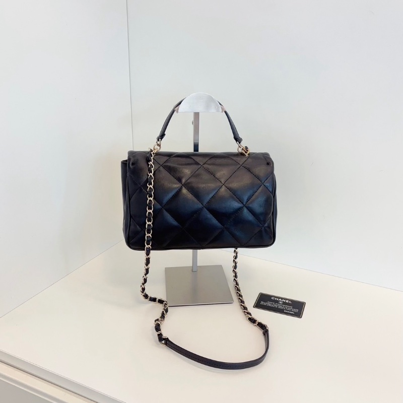 Chanel 黑金大菱格CF Handle 鏈條郵差包25*16*8  98新配件塵袋保卡-6