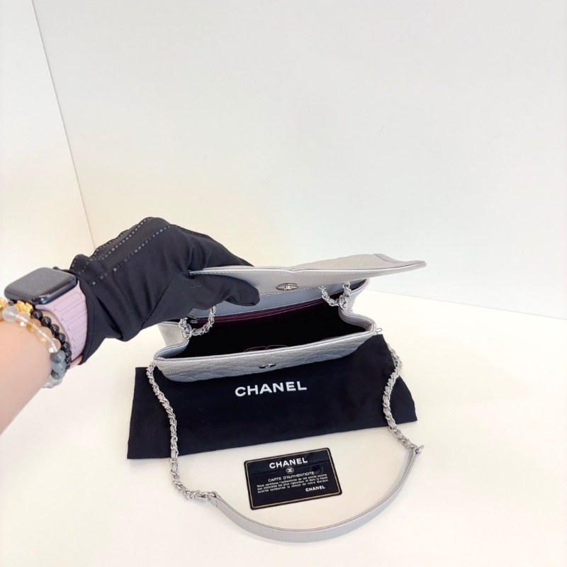 Chanel Filigree Vanity牛皮 滑動雙鏈條口蓋包 大mini 22*14*6 cm 98新配件塵袋保卡-3
