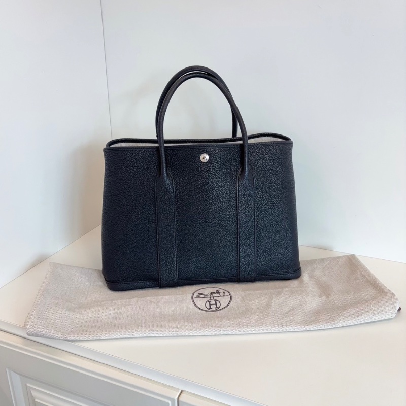 Hermes 黑銀GardenParty GP36全皮花園36*26*17cm 全新閒置配件塵袋-1