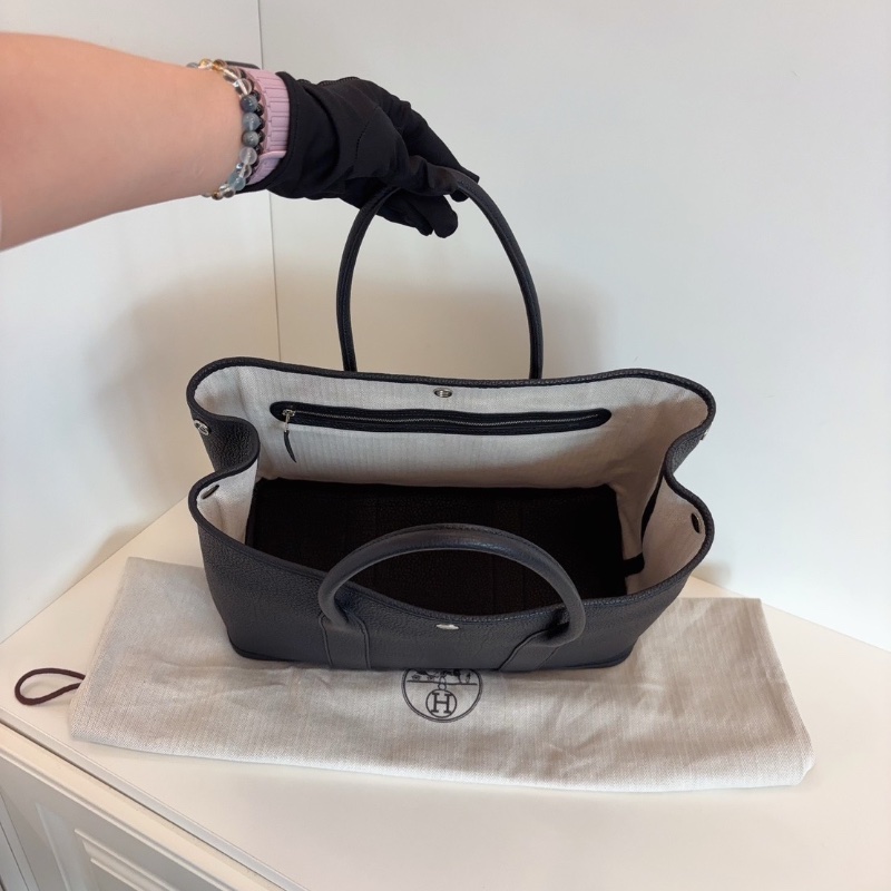 Hermes 黑銀GardenParty GP36全皮花園36*26*17cm 全新閒置配件塵袋-2