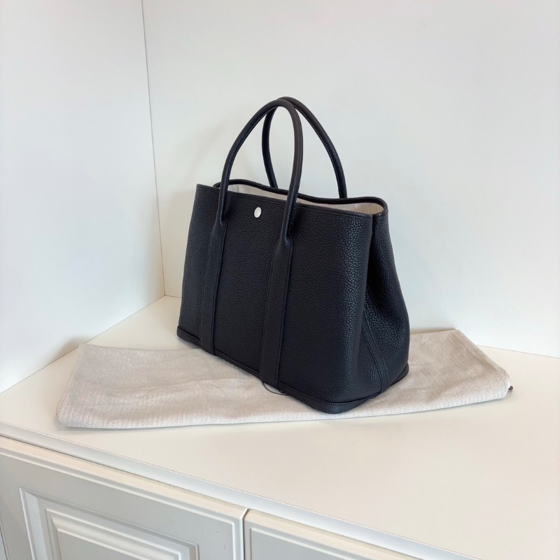 Hermes 黑銀GardenParty GP36全皮花園36*26*17cm 全新閒置配件塵袋-6