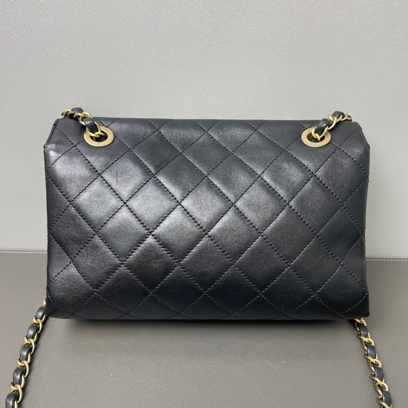 Chanel 限量款黑金牛皮字母logo鏈條24.5*15*6.5  98新配件塵袋-9