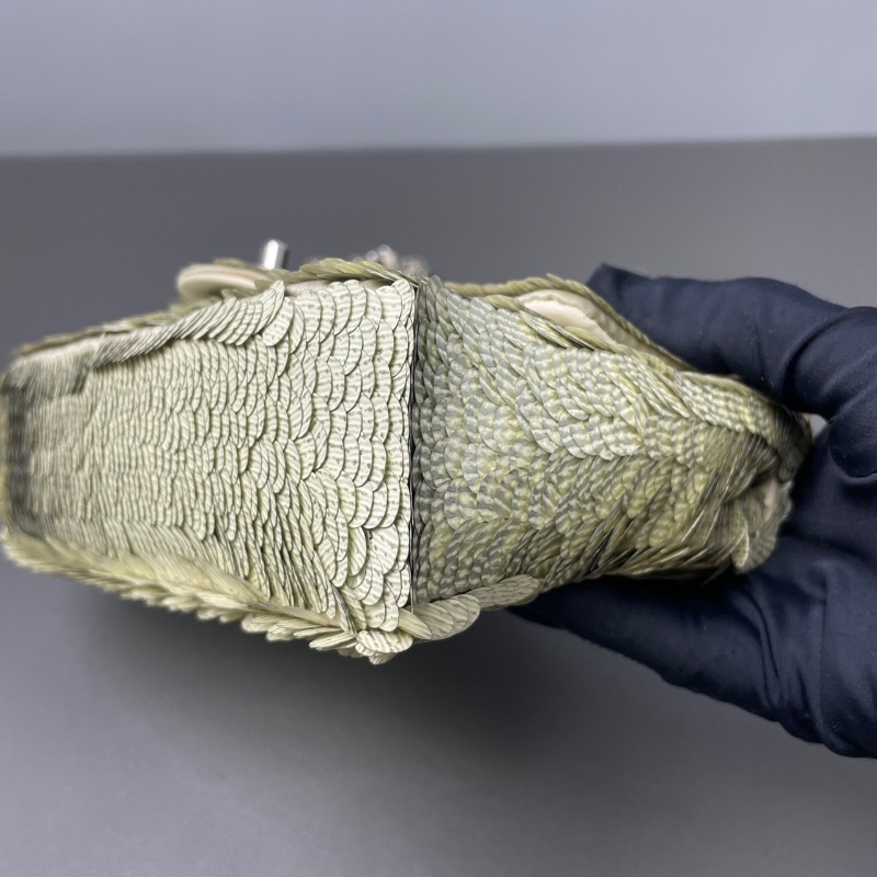 Chanel限量重工cf 秀款太空銀亮片 鏈條包 20*12*6 98新配件塵袋-8